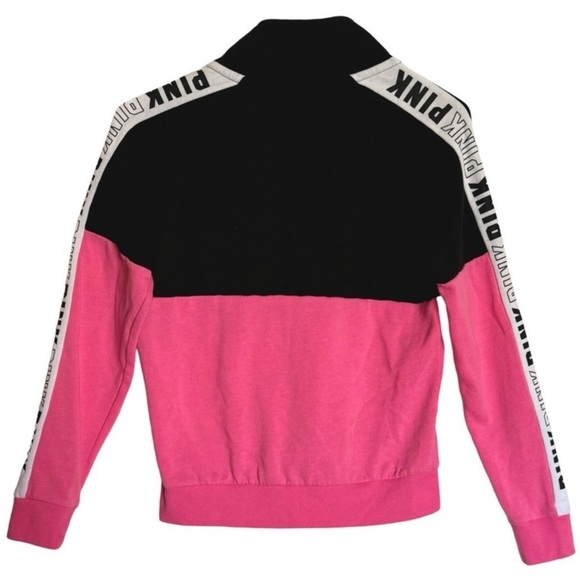 PINK • Victoria’s Secret Sweatshirt Track Jacket 3/4 Zip Pullover - Picture 3 of 5